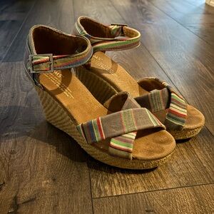 Toms Striped Wedge Sandals